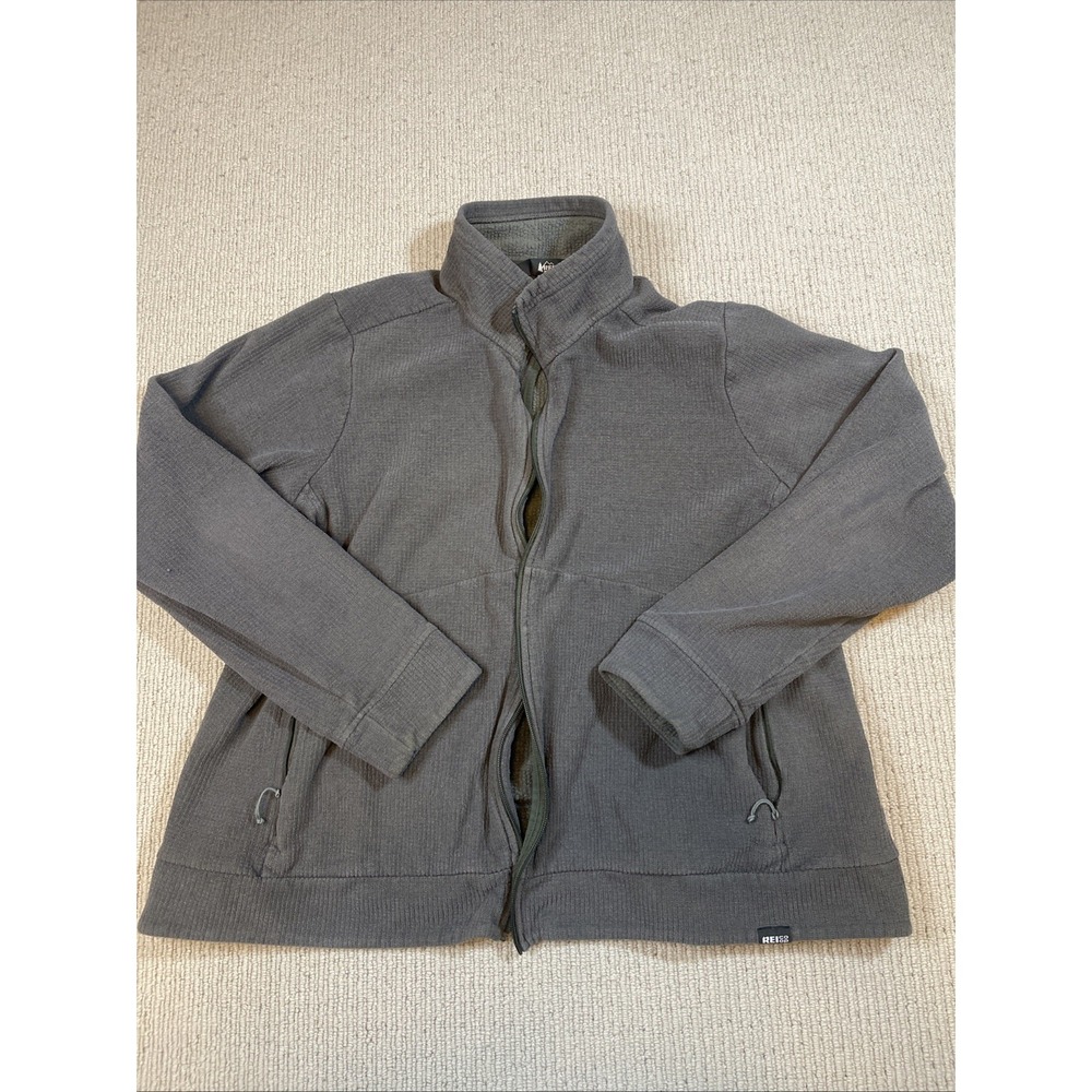 REI Womens 2X Textured Full Zip Jacket Gray Blue